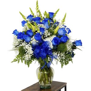 Blue Roses by Fresh Flowers. “Julieth 25 Roses Blue”